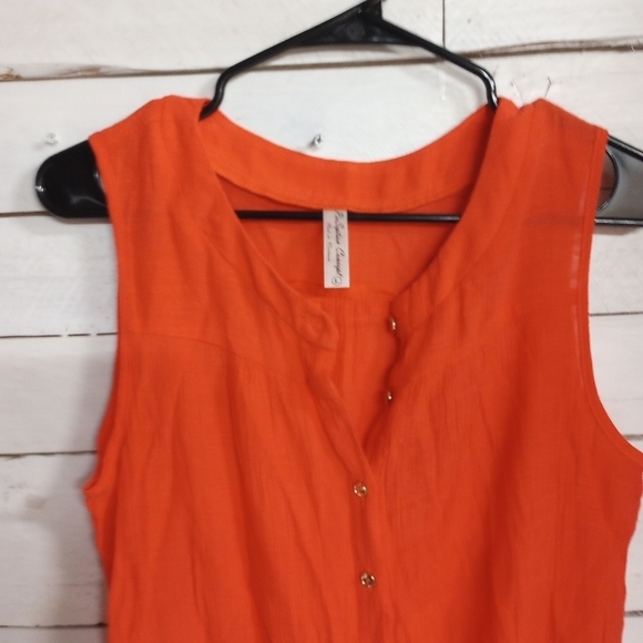 Perseption Concept Women's Large Orange Sleeveless Lightweight Blouse Spring - Picture 8 of 11